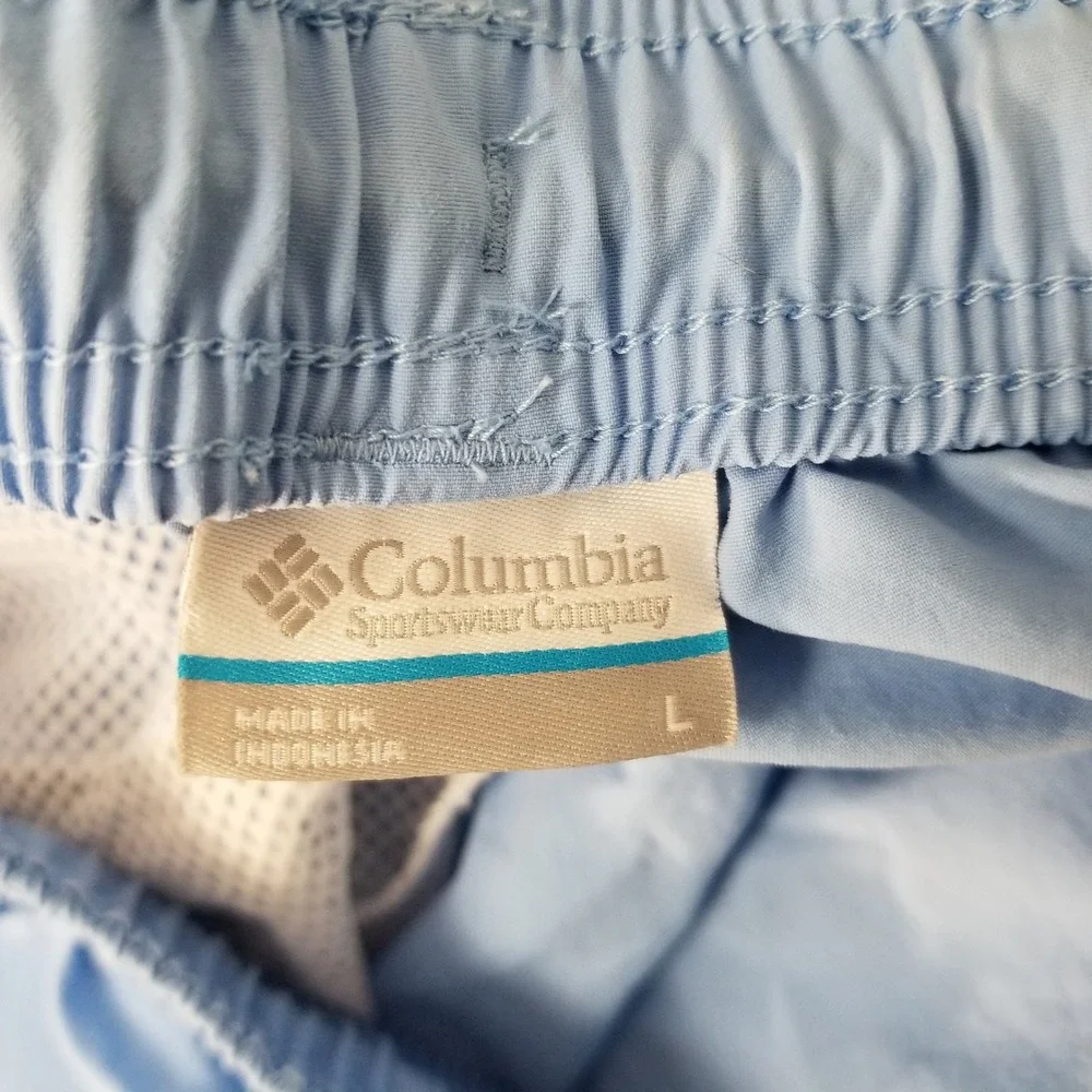 Columbia Shorts Mens L Blue PFG Backcast III Water Fishing Nylon FL0073 6 Inseam